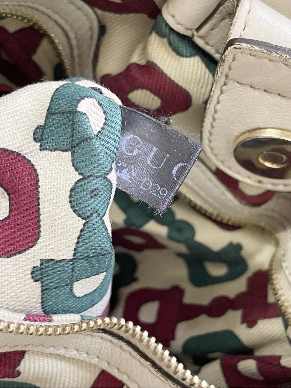 Gucci AS IS cream monogram leather Pelham tote bag